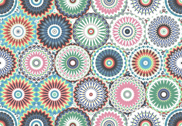 andala kaleidoscope.Ethnic colorful modern abstract and drawn oil painting on paper in smear technique. seamless pattern facture, texture, background