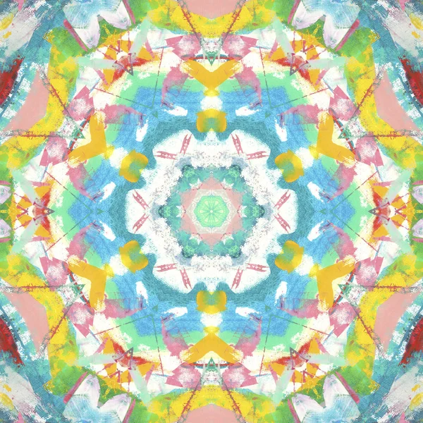 Andala Kaleidoscope Ethnic Coloré Moderne Abstrait Dessiné Peinture Huile Sur — Photo