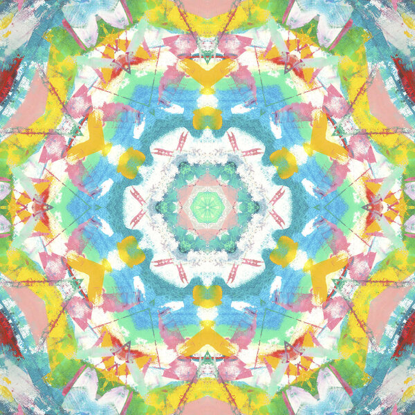 andala kaleidoscope.Ethnic colorful modern abstract and drawn oil painting on paper in smear technique. seamless pattern facture, texture, background