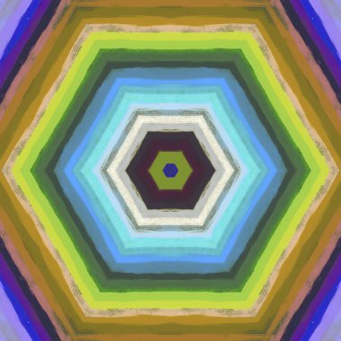 Mandala kaleydoskopi. Etnik renkli modern soyut ve yağlı boyayı karalama tekniğiyle kağıda çizmiş. Kusursuz desen fraktür, doku, arkaplan