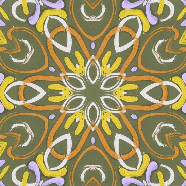 Mandala Caleidoscope Etnische Kleurrijke Moderne Abstracte Getrokken Olieverfschilderij Papier Smeren — Stockfoto