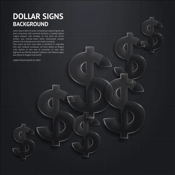 Vektor-Hintergrund mit glänzenden, transparenten Dollarzeichen. — Stockvektor