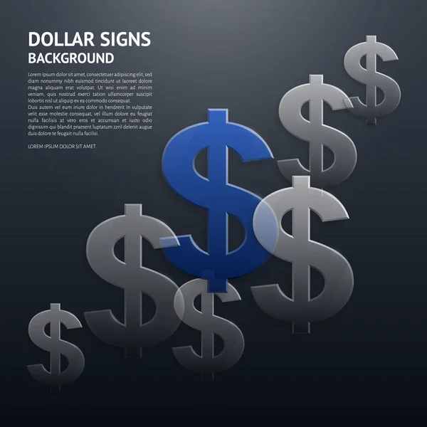 Fondo vectorial con signos de dólar brillantes y transparentes . — Vector de stock