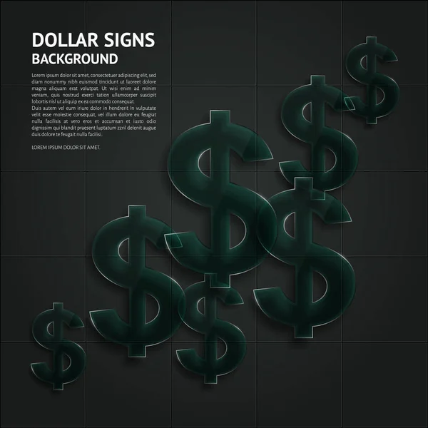 Vector background with glossy, transparent dollar signs. — Stock Vector