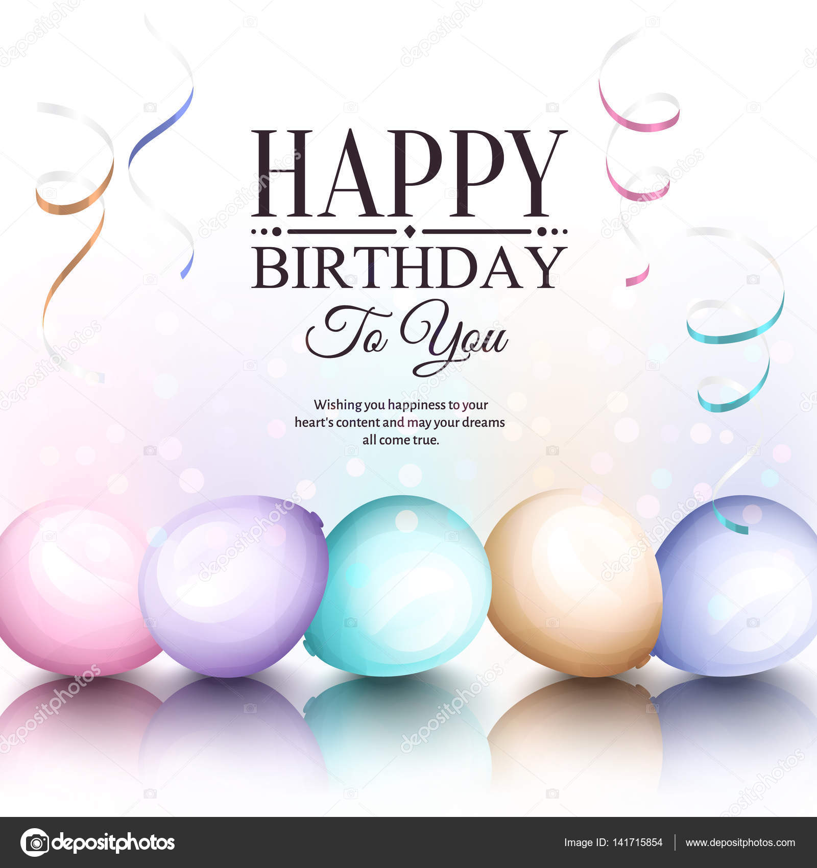 Joyeux Anniversaire Carte De Voeux Ballons De Fete Pastel Vintage Retro Banderoles Et Lettrage Elegant Vecteur Image Vectorielle Par Nikolamirejovska C Illustration
