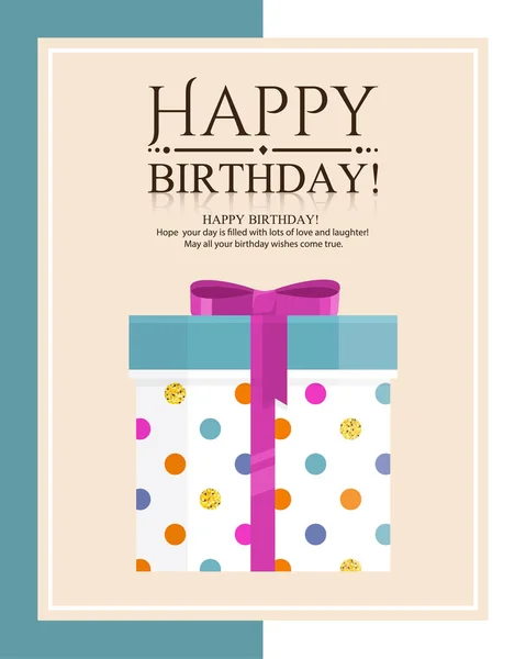 Happy birthday greeting card. Gift box in flat style. — Stock Vector