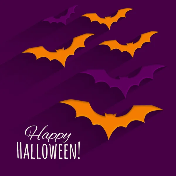 Glücklich Halloween Hintergrund mit Silhouetten Fledermäuse. Vektorillustration. — Stockvektor