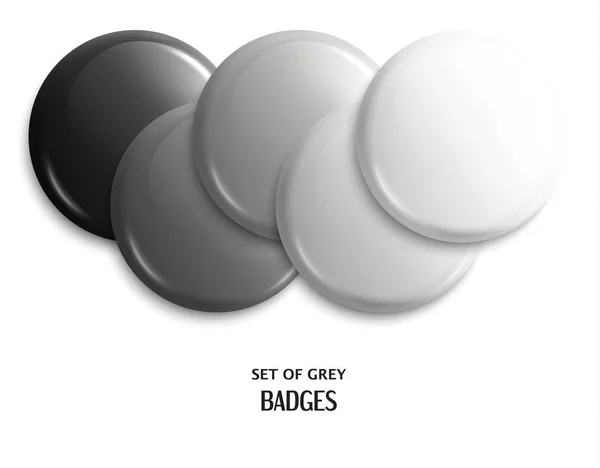 Badges or buttons on scale from black to white color. Vector. — Stock Vector