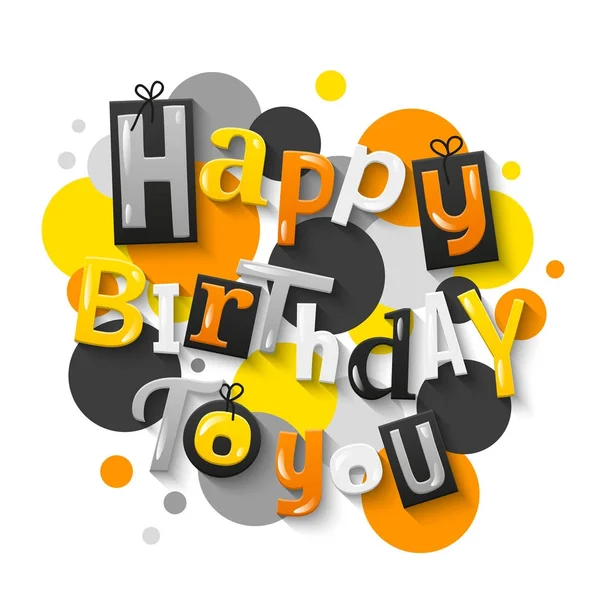 Feliz cumpleaños letras de color con lunares en el fondo. Vector . — Vector de stock