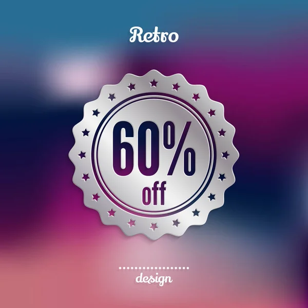 Discount silver badge. Sixty percent offer. Product promotion. Vector. — Stock Vector