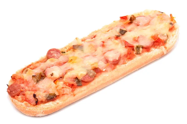 Baguette de pizza con salami — Foto de Stock