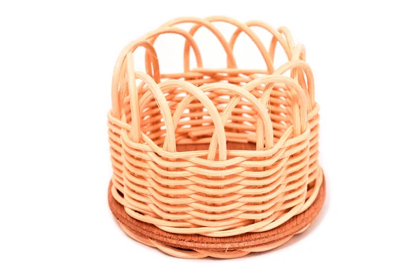 Small wood basket on white — Stock Photo, Image