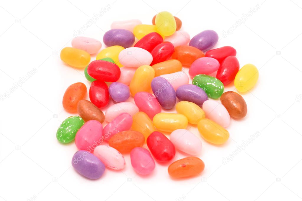 Jelly beans on white