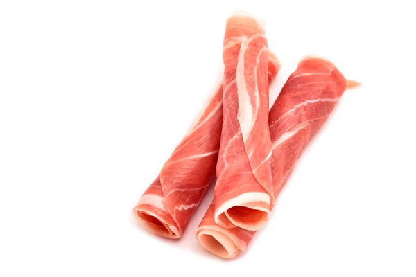 Bacon rullar på vit — Stockfoto