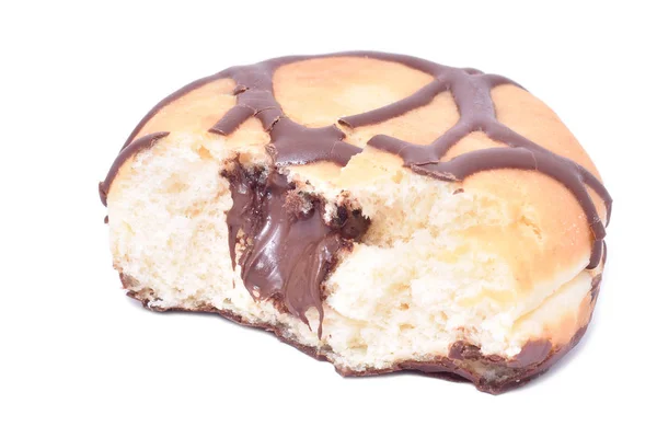 Пончик Шоколадною Начинкою Ізольований Білому — стокове фото