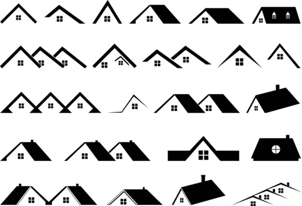 白地に孤立した屋根コレクション — ストックベクタ