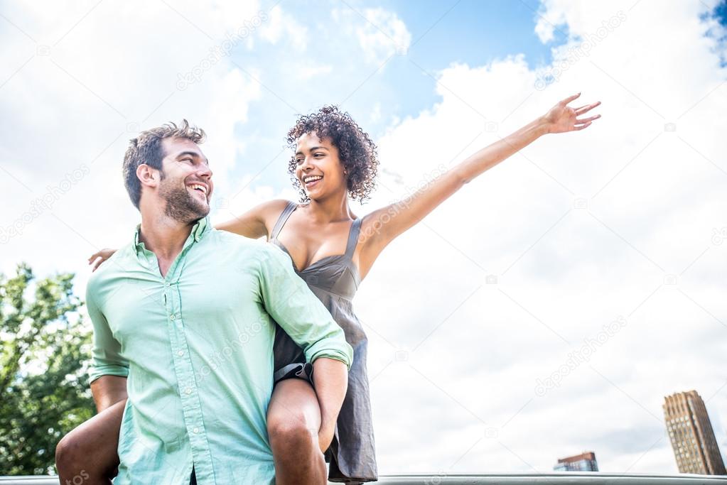 Couple on romantic date having fun