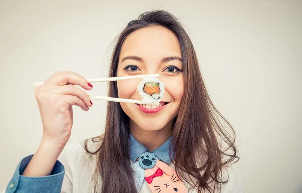 Japonesa comer sushi —  Fotos de Stock