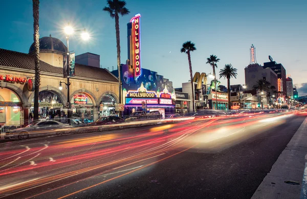 Hollywood Boulevard om natten - Stock-foto