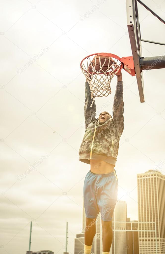 Street basketball athlete on court