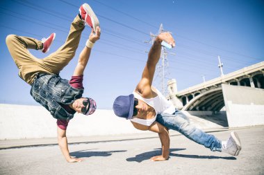 Break dancers taking selfie clipart