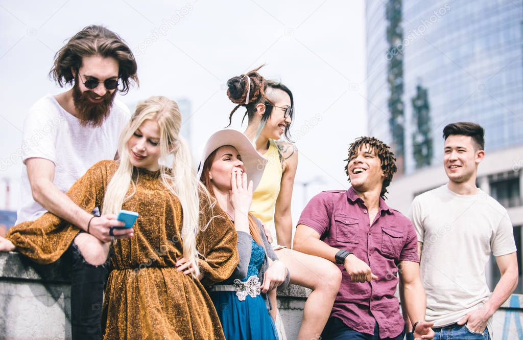 Group of happy friends laughing