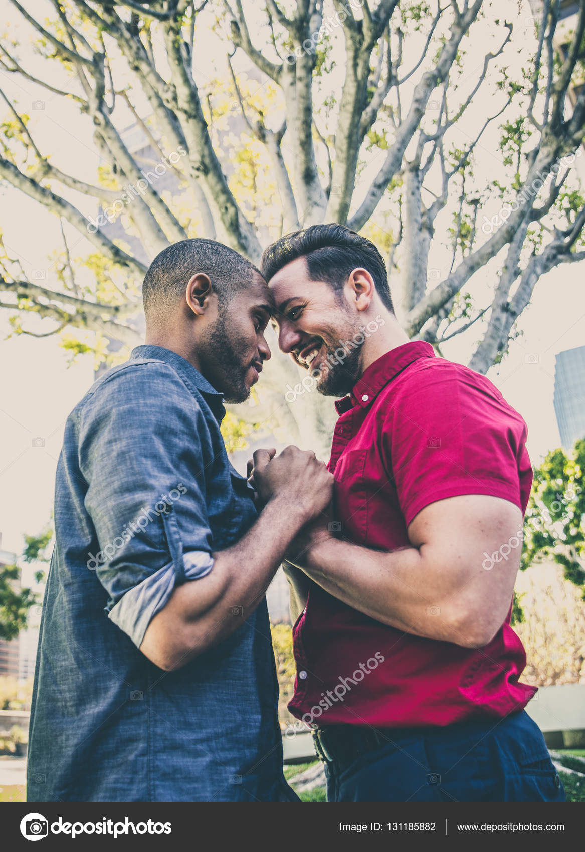 Homosexuelles Paar bei romantischem Date Stockfotografie lizenzfreie