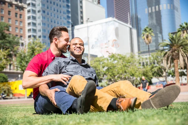 Homosexual couple at romantic date — Stock Photo, Image