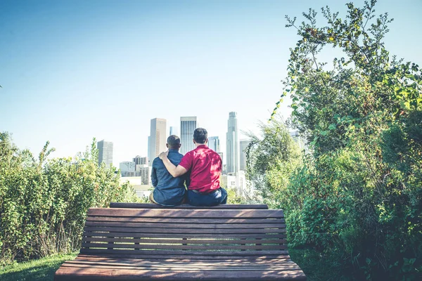 Homosexual couple at romantic date — Stock Photo, Image