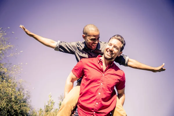 Homosexual couple at romantic date — Stock Photo, Image