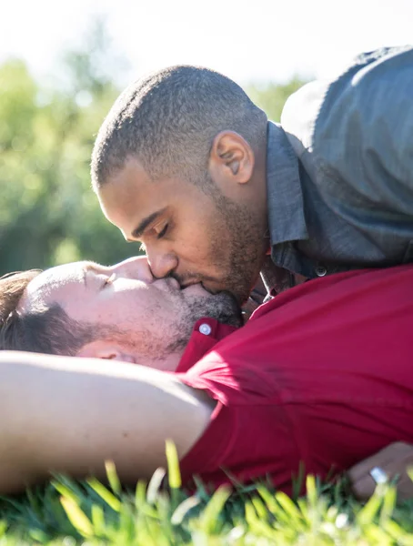 Homosexual couple at romantic date — Stock Photo, Image