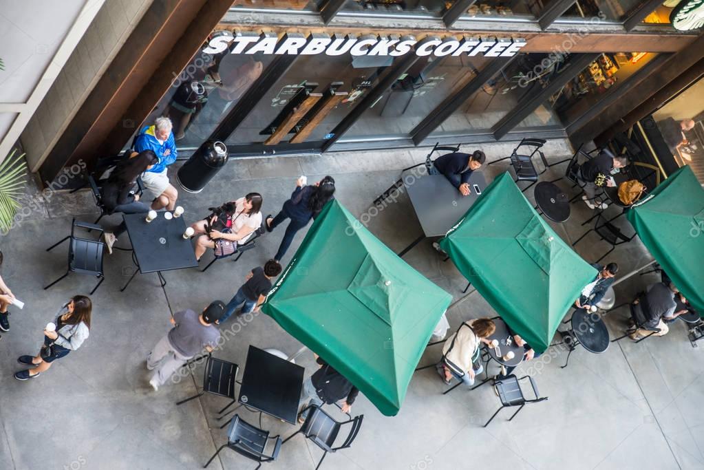 HOLLYWOOD, CA - OCTOBER 12, 2016: Starbucks store. Starbucks is the largest coffeehouse company in the world.