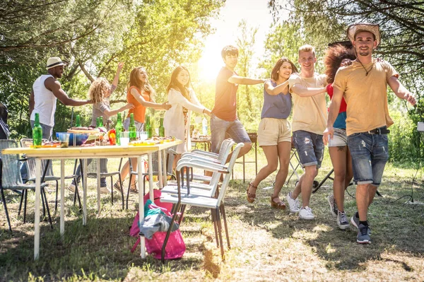 Amis faisant la fête au pique-nique — Photo