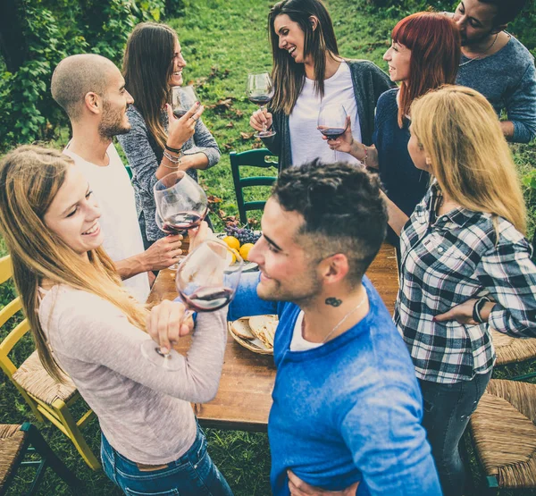 Vänner som åt middag i trädgården — Stockfoto