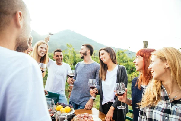 Amici che cenano in giardino — Foto Stock