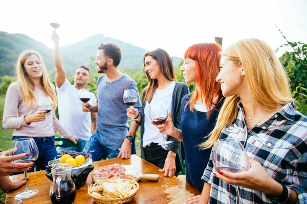 Amici che cenano in giardino — Foto Stock