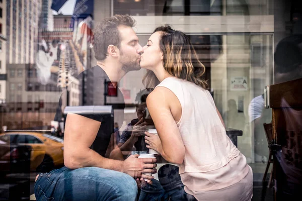 Couple in a bar coffehouse — Stock Photo, Image