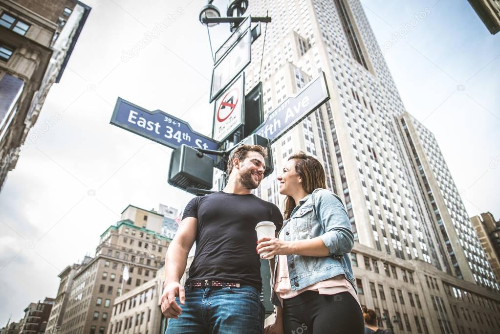 Couple walking in New York