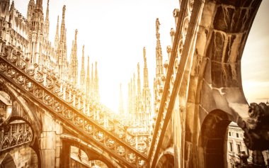 Milan, duomo Katedrali üstünden havadan görünümü