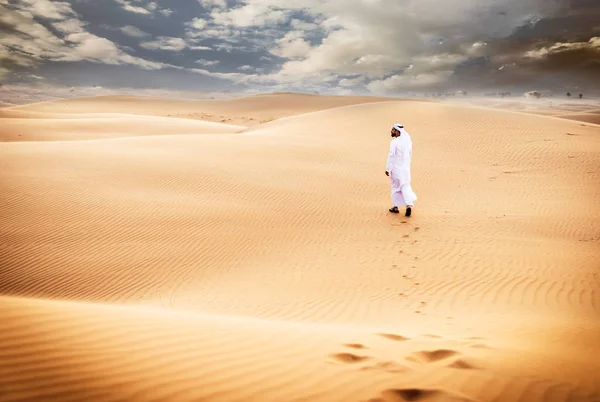 Arabic man walking in desert