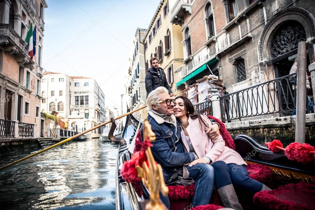 Happy couple in gondola