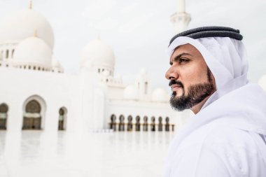 Arabic man at Sheikh Zayed mosque clipart