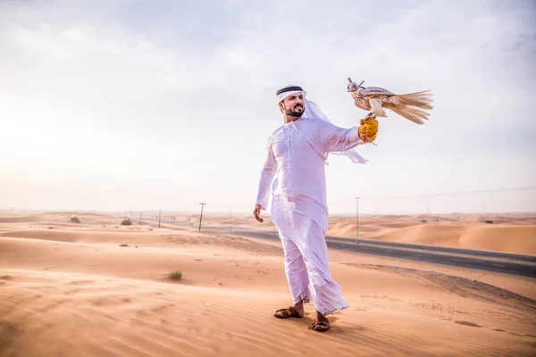 Аравійська людина з яструб — стокове фото