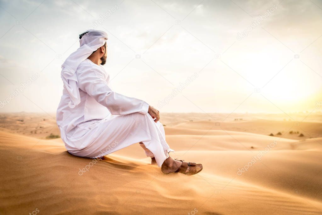 Arabian man in desert