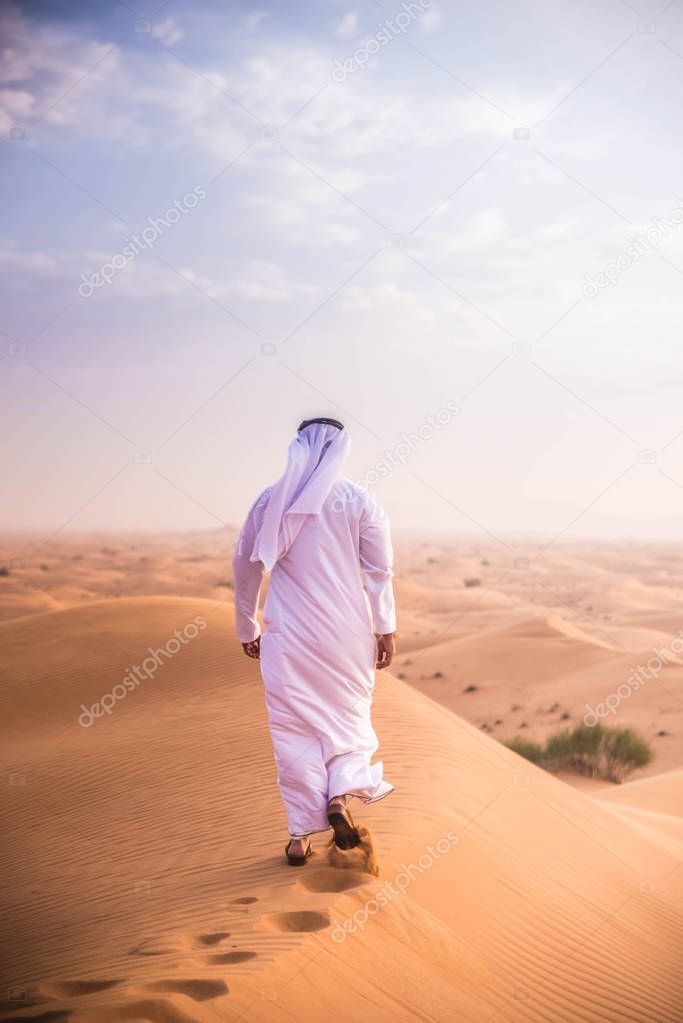 Arabian man in desert