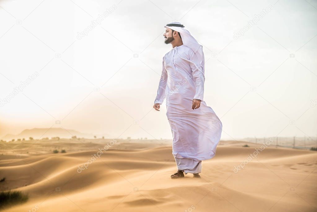 Arabian man in desert