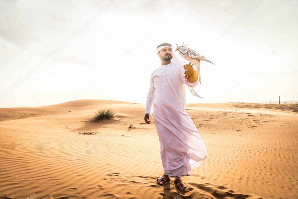 Arabian man with hawk