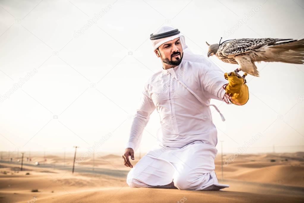 Arabian man with hawk