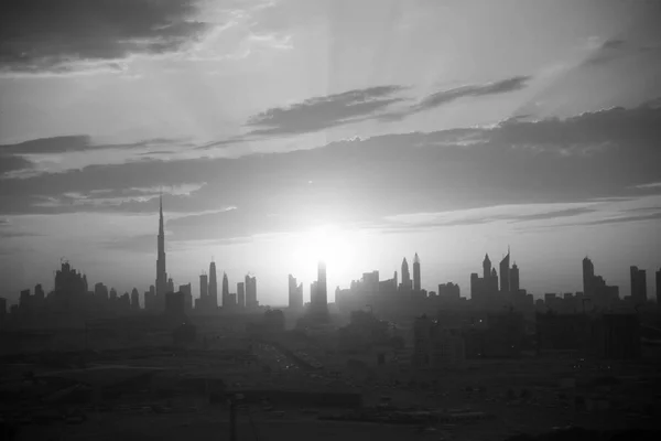 Dubajské panorama při západu slunce — Stock fotografie