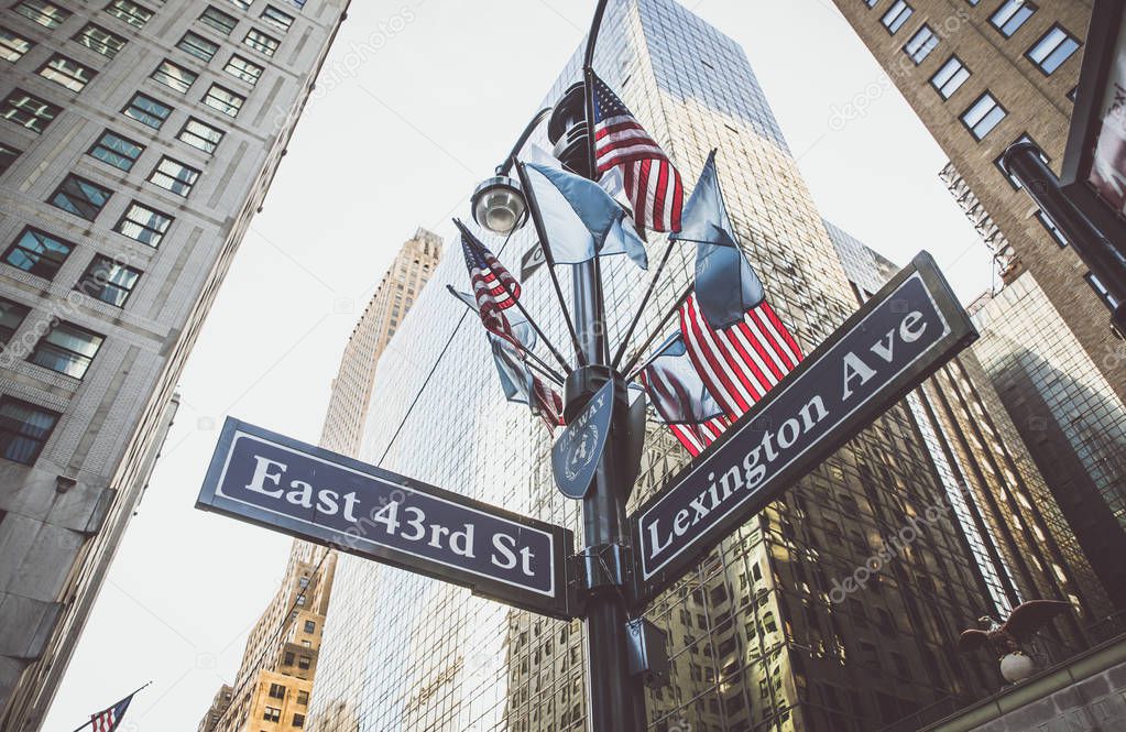 Road sign in new york city